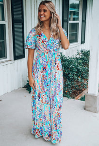 VNeck Wrap Multicolor Maxi