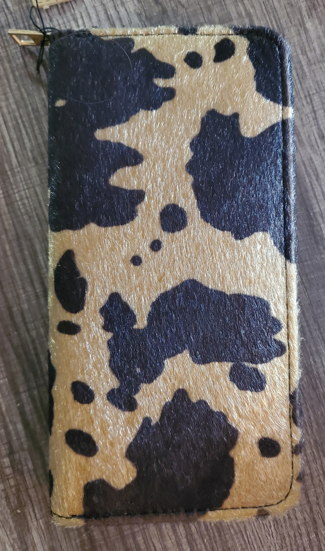 Cow Print Fur Wallet