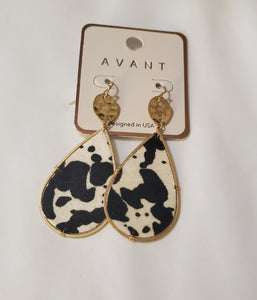 Black and White Cowprint Dangle Earrings