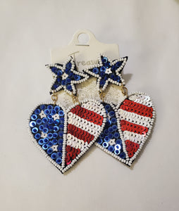 Stars and Hearts Flag Earrings