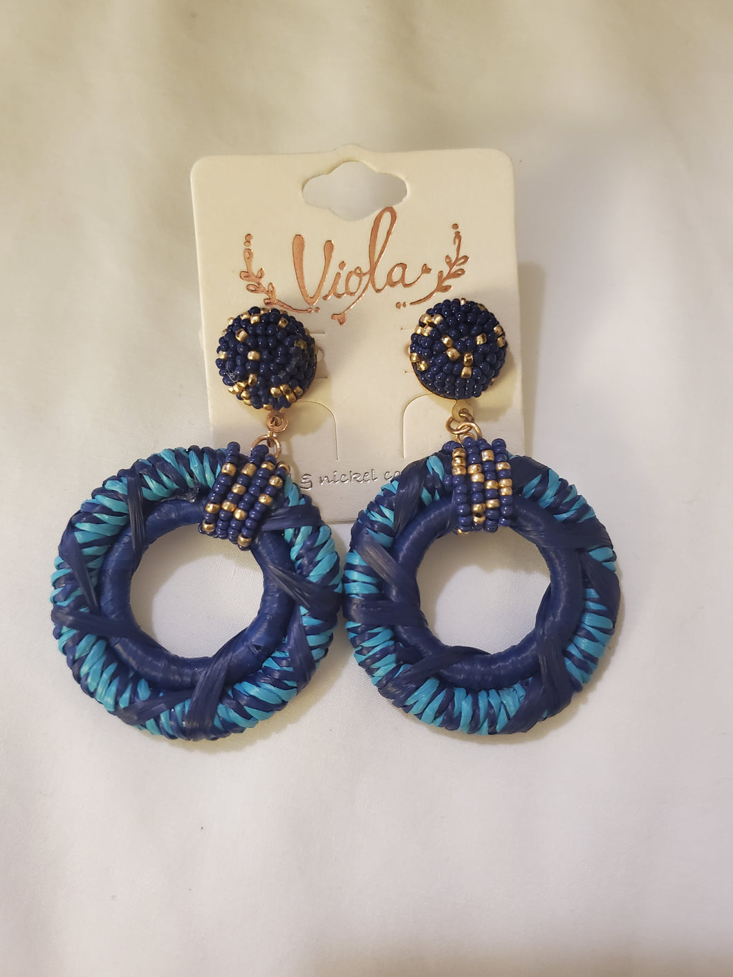 Multi Blue Dangle Hoop Earrings