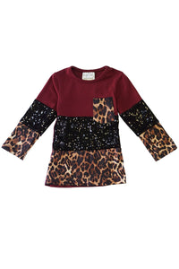 Maroon Sequins Leopard Shirt