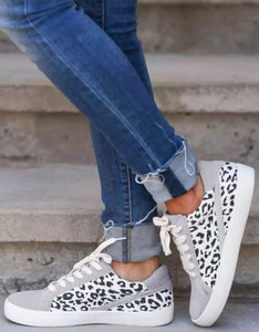 Lace Up Leopard Accent Shoes
