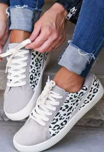 Lace Up Leopard Accent Shoes