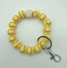 Load image into Gallery viewer, Sports Beaded Wristlet Keychain
