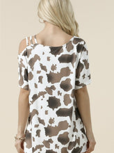 Load image into Gallery viewer, Cow Print Accent Shoulder Top

