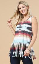 Load image into Gallery viewer, Aztec Print Fray Bottom Tank

