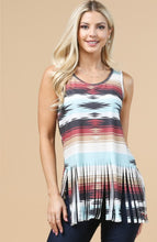 Load image into Gallery viewer, Aztec Print Fray Bottom Tank
