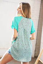 Load image into Gallery viewer, Teal Ruffle Sleeve Animal Back Top

