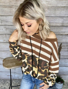 Leopard Stripe Long Sleeve Top