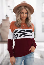 Load image into Gallery viewer, Rust &amp; Burgundy Leopard Spliced Sweater
