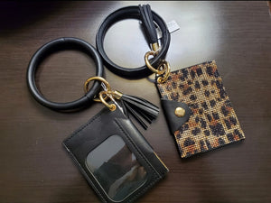 Leopard Stone ID Wristlet