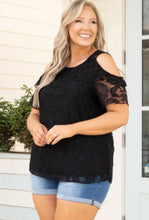Load image into Gallery viewer, Black Floral Lace Cold Shoulder Top
