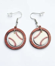 Load image into Gallery viewer, Round Baseball Earrings
