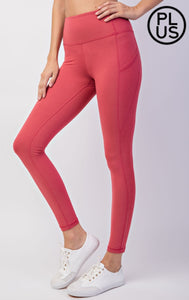 Coral Butter Leggings with Pockets