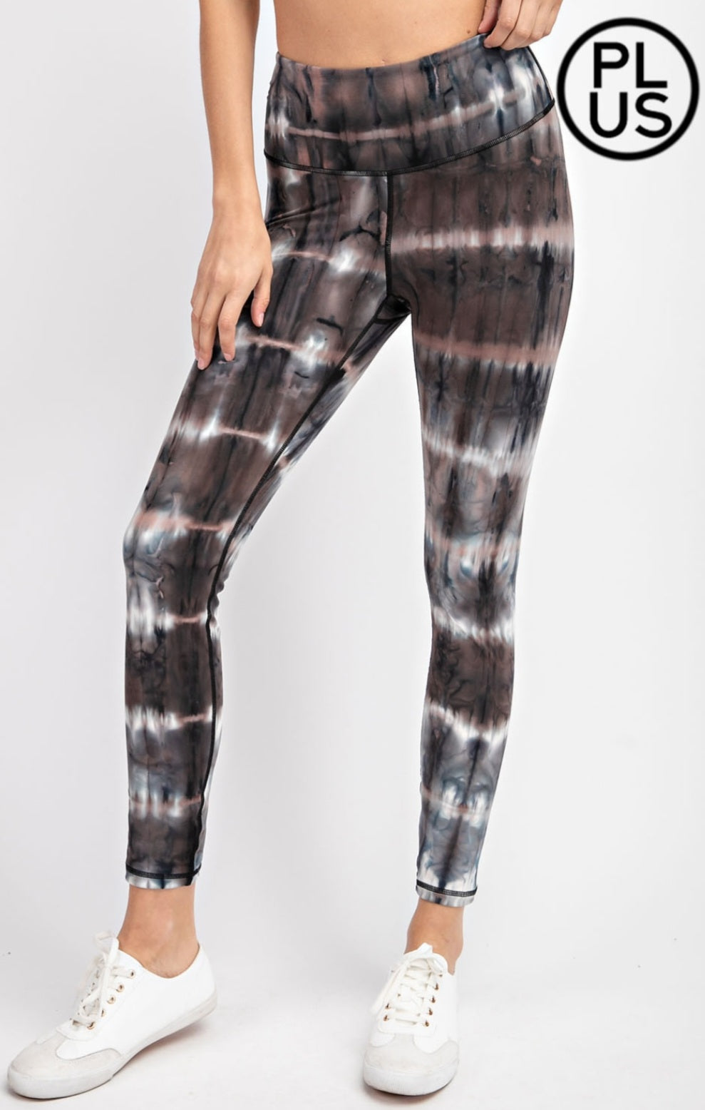 Black and Brown Tie Dye Butter Leggings with Upper Pocket