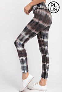Black and Brown Tie Dye Butter Leggings with Upper Pocket