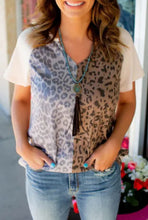 Load image into Gallery viewer, Leopard Colorblock Waffle Knit Top
