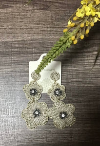 Off White Flowered Seed Bead Dangles
