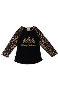 Leopard Christmas Tree Raglan Shirt