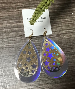 Iridescent Star Accent Earrings