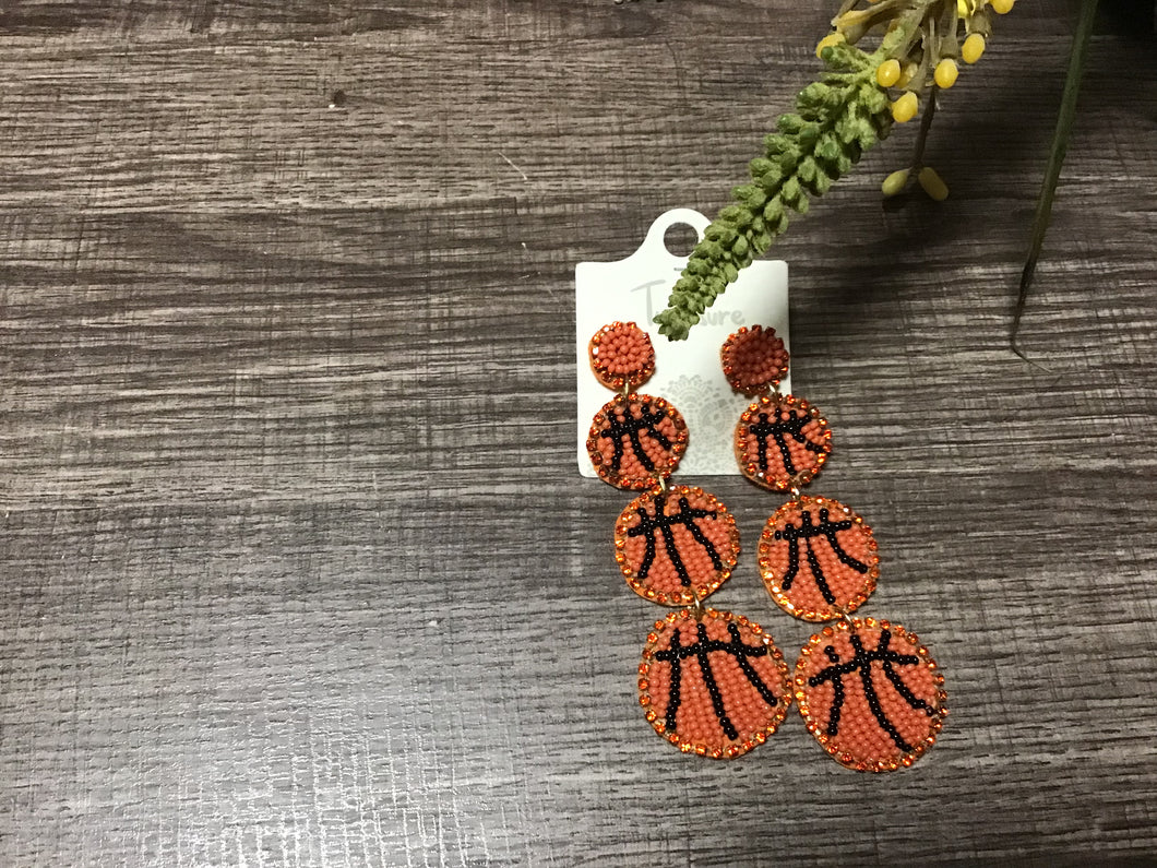 Basketball Beaded Tiered Earrings