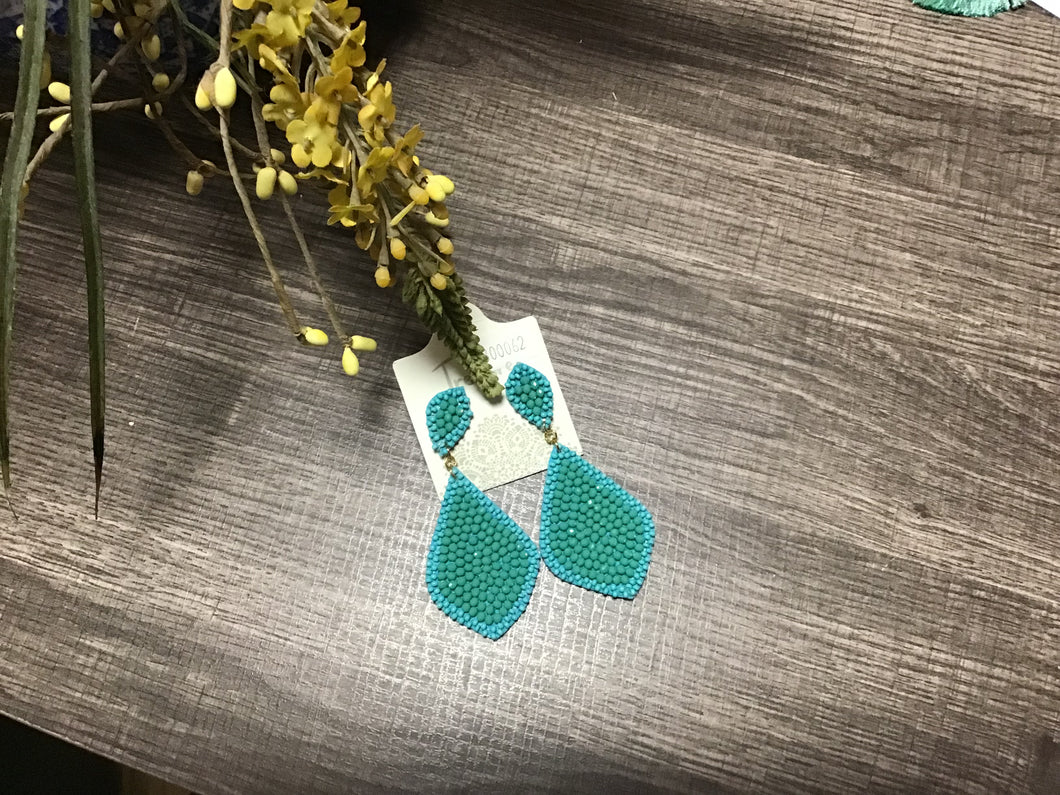 Teal Seed Bead Dangles