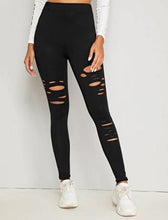 Load image into Gallery viewer, Distressed High Rise Leggings

