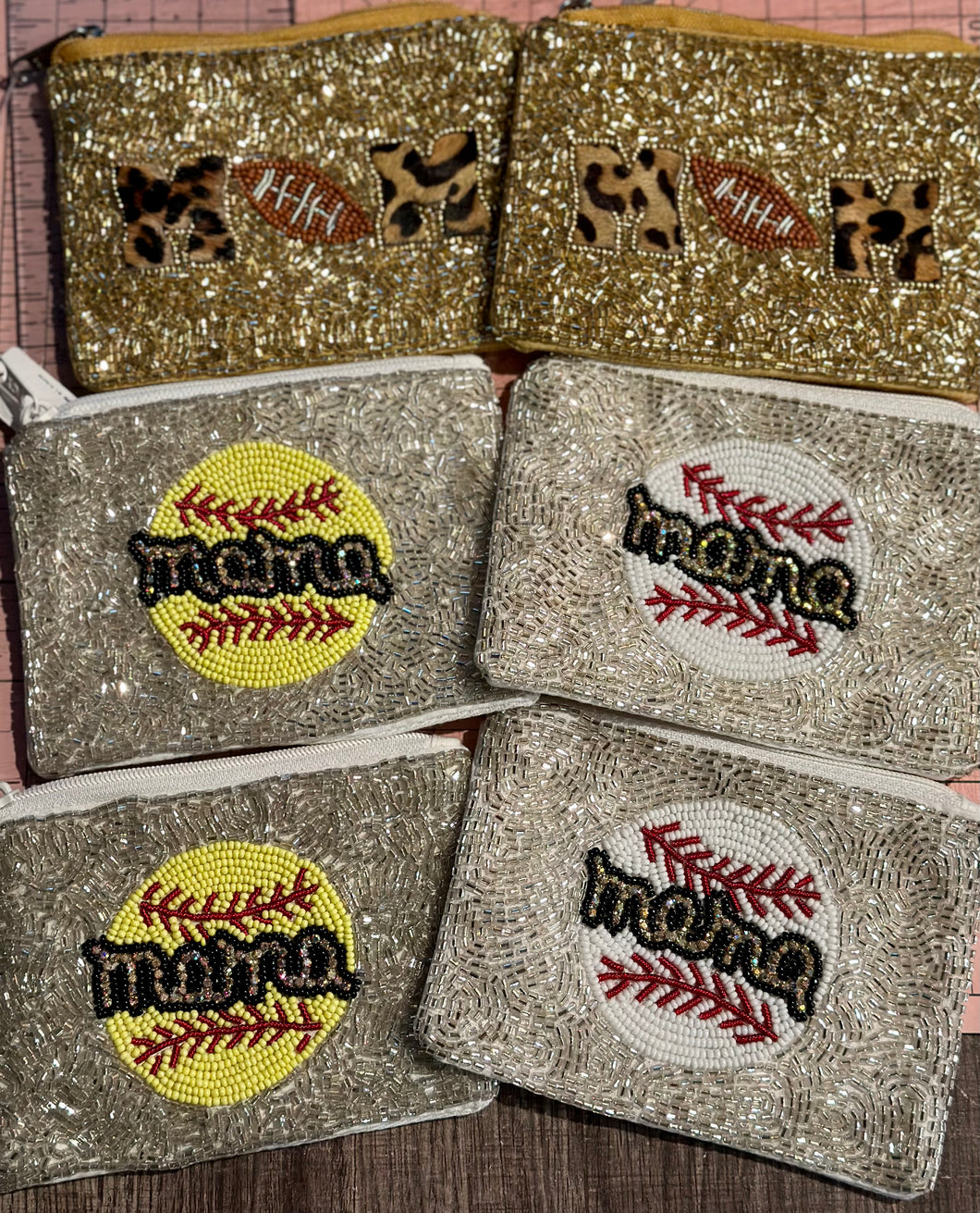Sports Seed Bead Change Pouches