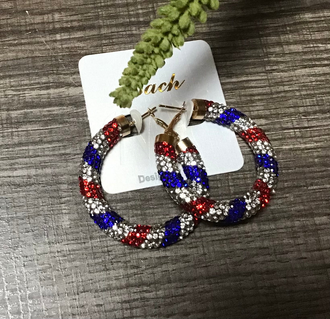 Red White and Blue Sparkle Hoops
