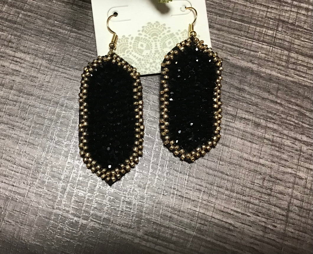 Black and Gold Stone Dangles
