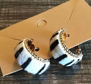 Leopard & Cow fur earrings