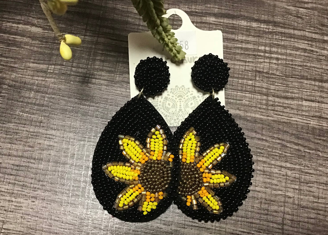 Sunflower Seed Bead Earrings