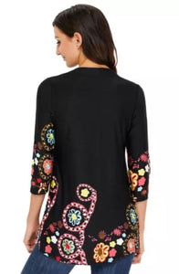Black Floral Accent Tunic