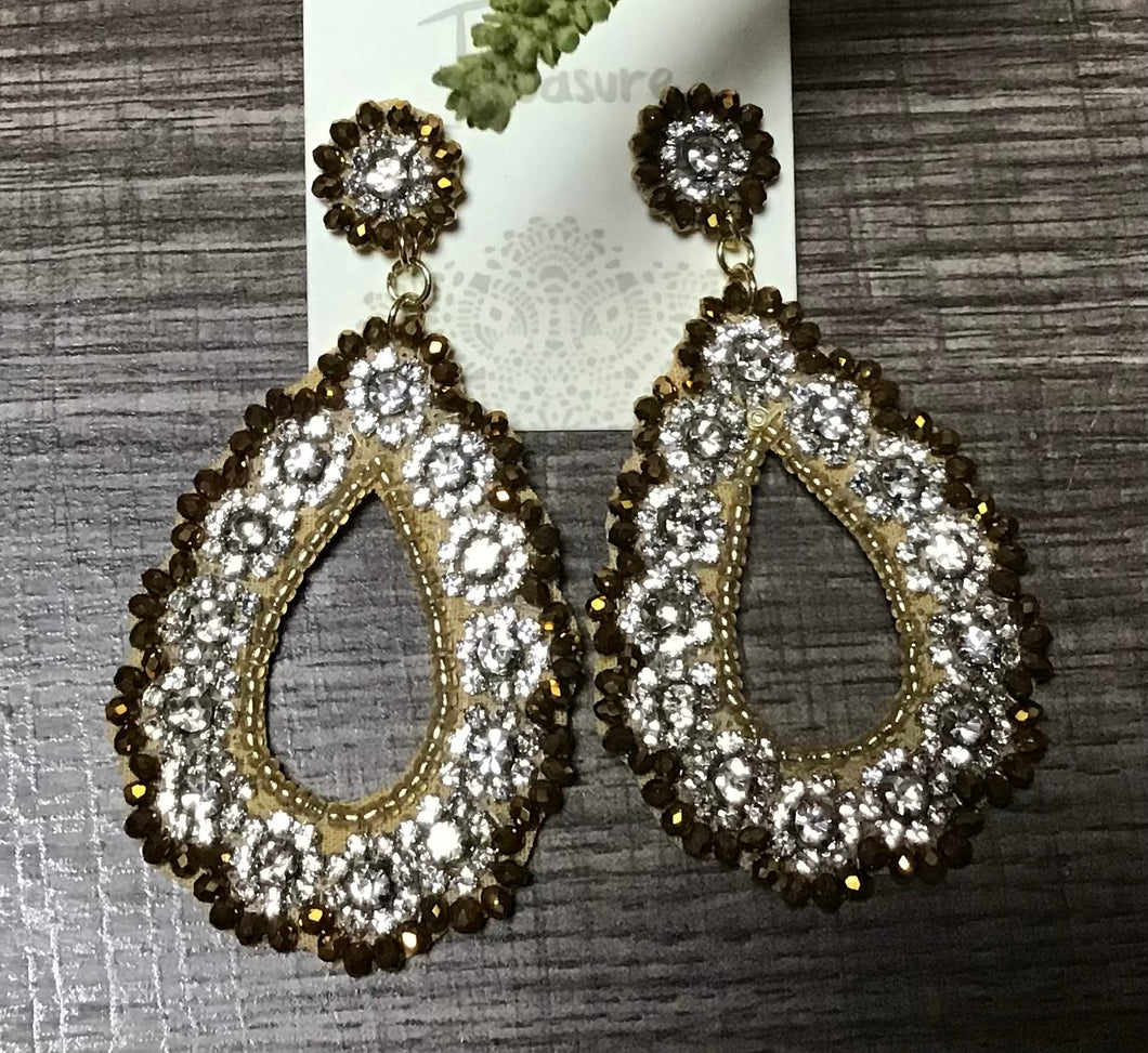 Gold Accent Stone Drop Earrings