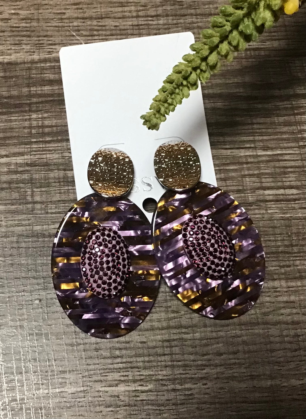 Iridescent Purple Drop Earrings