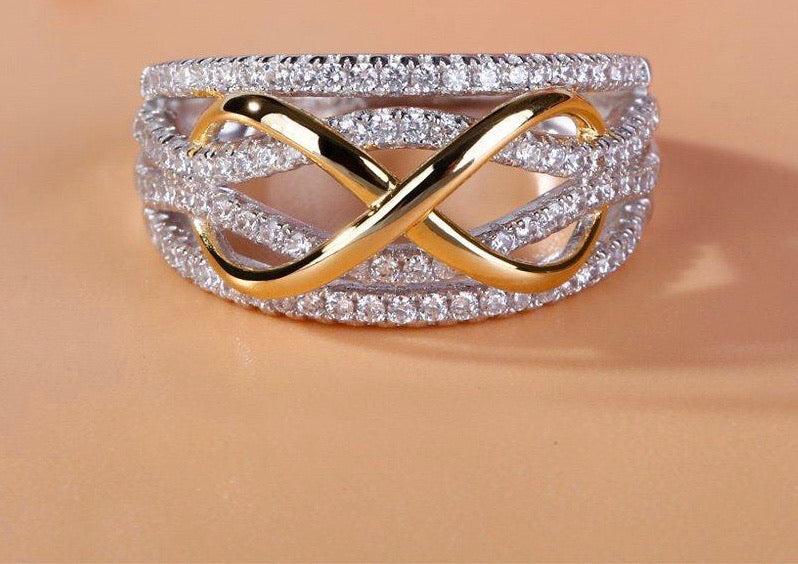 Knotted Infinity Crystal Ring