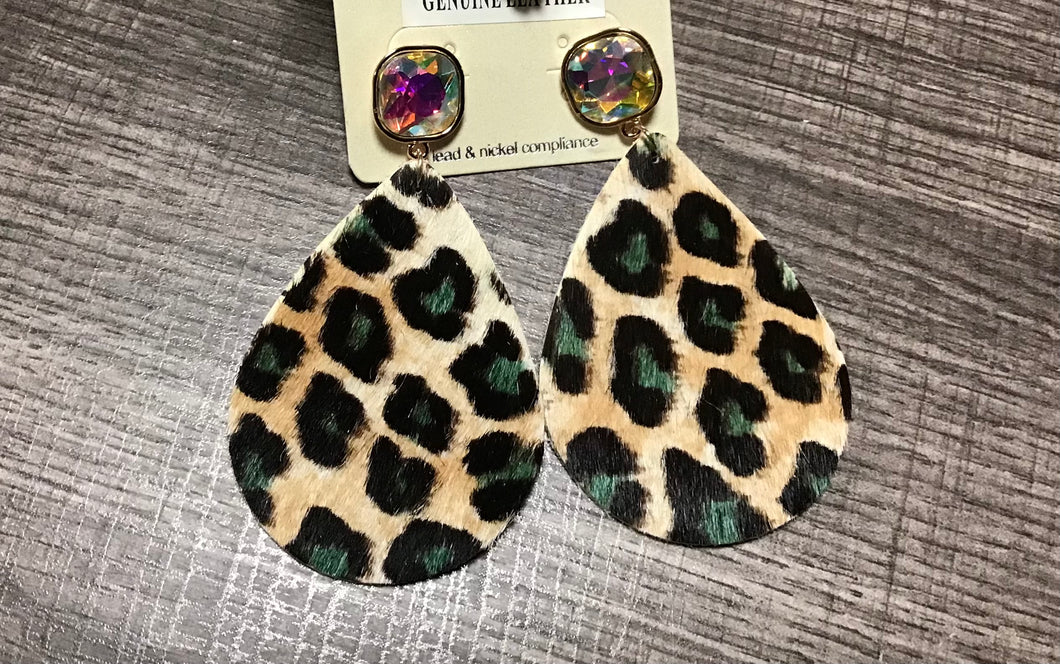 Leopard Fur Sparkle Accent Earrings