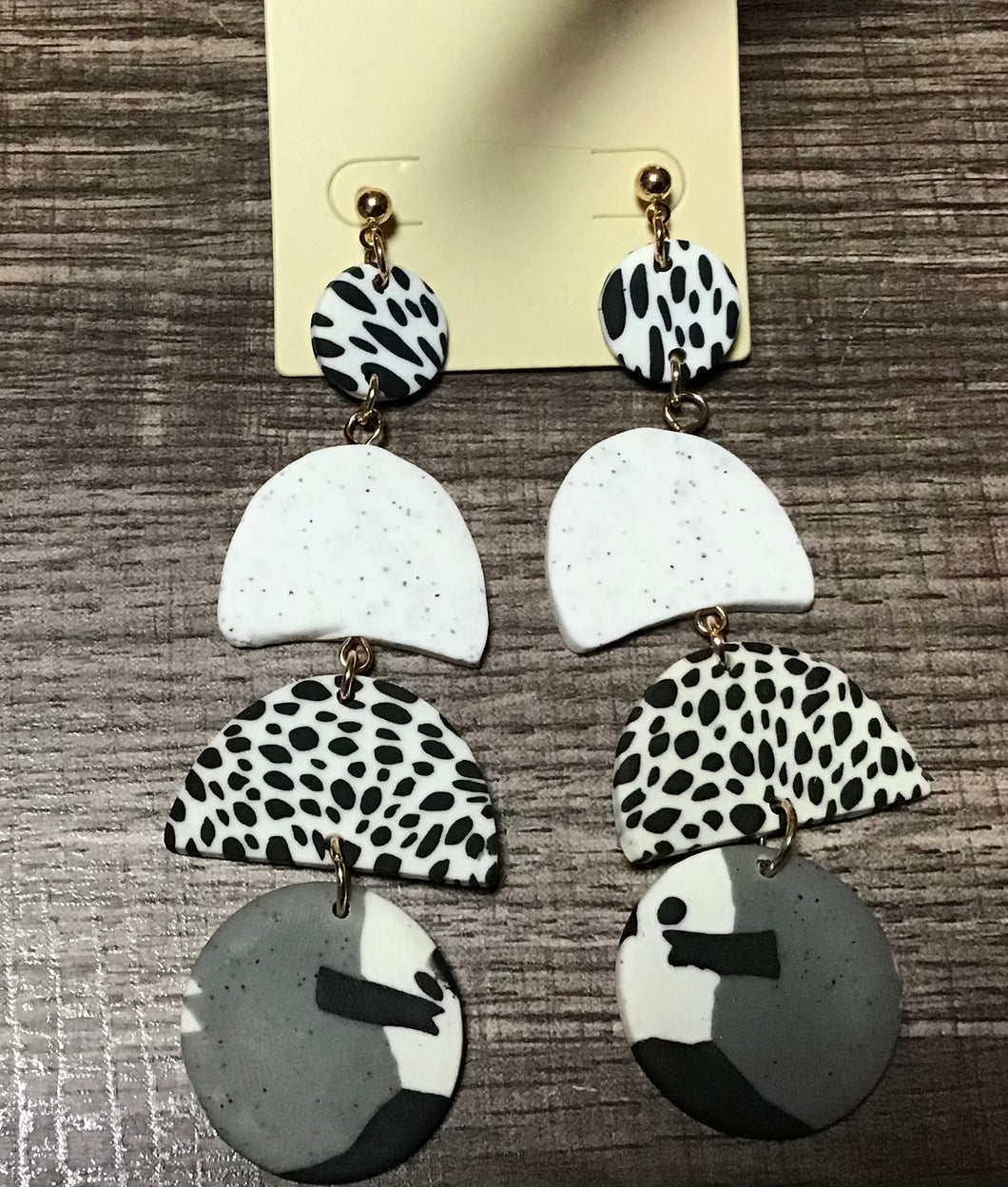Snow Leopard Accent Clay Dangles